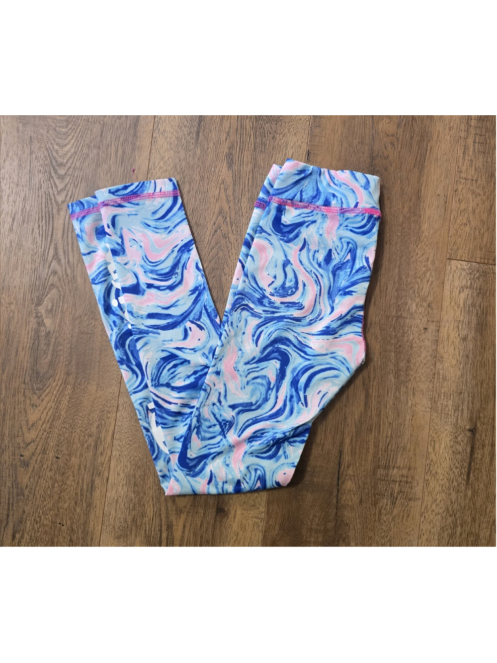 Girls Champion Leggings Size 8 Blue Pink Swirl